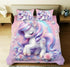 Unicorn printed bedsheet rainbow set by Lilac Hercules, featuring colorful unicorn and rainbow design for a cozy home bedroom.