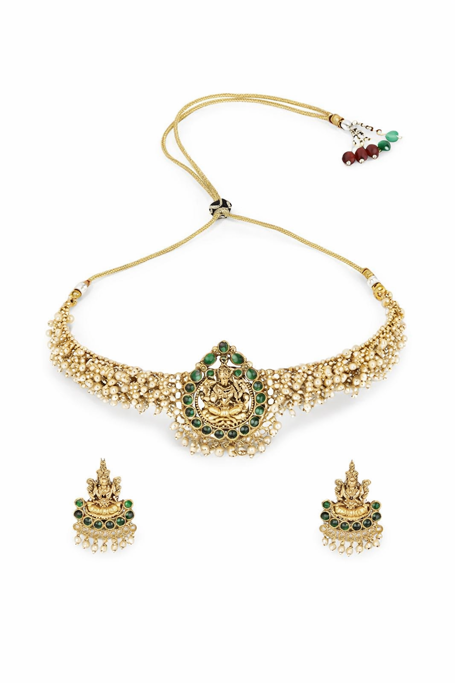 Women’s party jewelry set by Bronze Perseus featuring stylish earrings and necklace with intricate designs.
