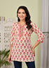 Women’s printed kurti by Byzantium Eurybia featuring colorful floral patterns and a stylish, comfortable design.