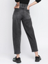 Women’s high rise denim jeans in grey color with a fitted waist, from Ochre Ourea, shown on a model.