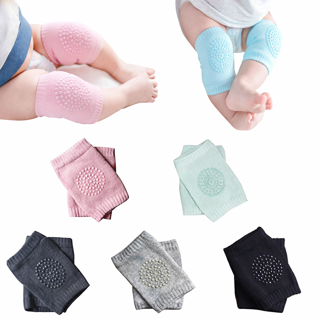 Amethyst Ophion baby knee pads for crawling safety, soft cushioned knee protectors for infants on hardwood or carpeted floors.