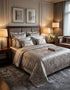 Elegant floral satin bedding set by Violet Achilles featuring a luxurious, intricately patterned design for a stylish bedroom.