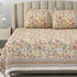 Cream cotton king bedsheet set with 300 thread count from Violet Achilles, showcasing smooth, soft fabric and elegant design.