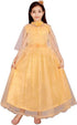 Girls full-length beige party net dress for ages 4-5 years, by Burgundy Nesoi, with intricate net fabric and elegant design.