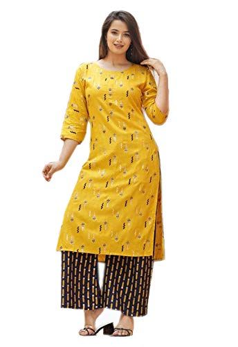 Yellow rayon printed kurta for women by Olive Huckleberry, showcasing a stylish lightweight clothing design in size S.