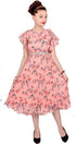 Girls pink full-length party dress set for ages 11-12, by Burgundy Nesoi, featuring a stylish and comfortable kids&
