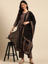 Women’s brown printed kurta pant suit set with dupatta, size large, from Viridian Pontus, featuring traditional design and vibrant patterns.