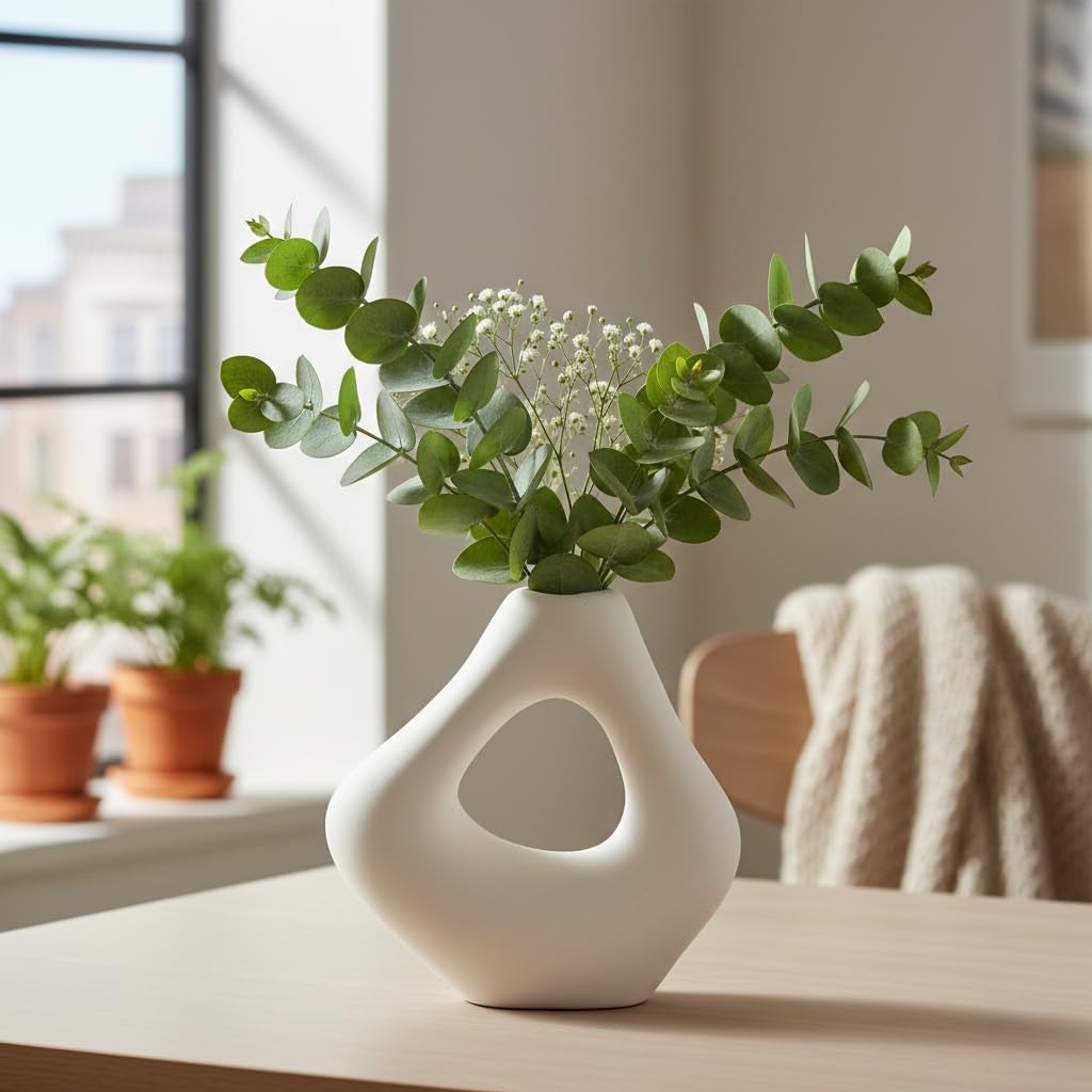 Periwinkle Azolla tabletop vase for living room decor, featuring a sleek ceramic design with a narrow opening and decorative finish.