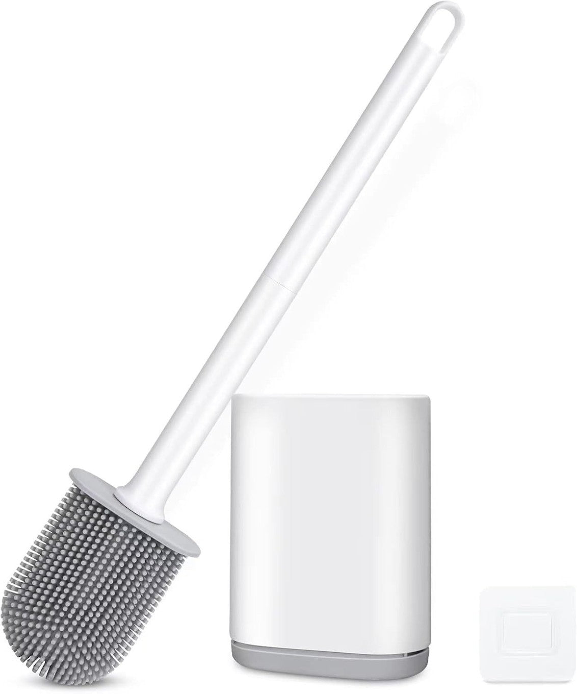 Pear Eucalyptus silicone toilet brush with wall mount, ergonomic design for bathroom cleaning and storage.