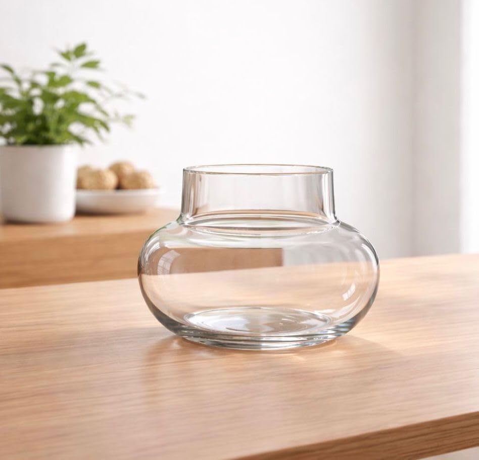 Periwinkle Azolla stylish glass vase for home and office decor, featuring a sleek, modern design suitable for interior decoration.