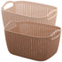 Amber Coco plastic storage basket with handles, versatile home organization container shown with open top and sturdy design.