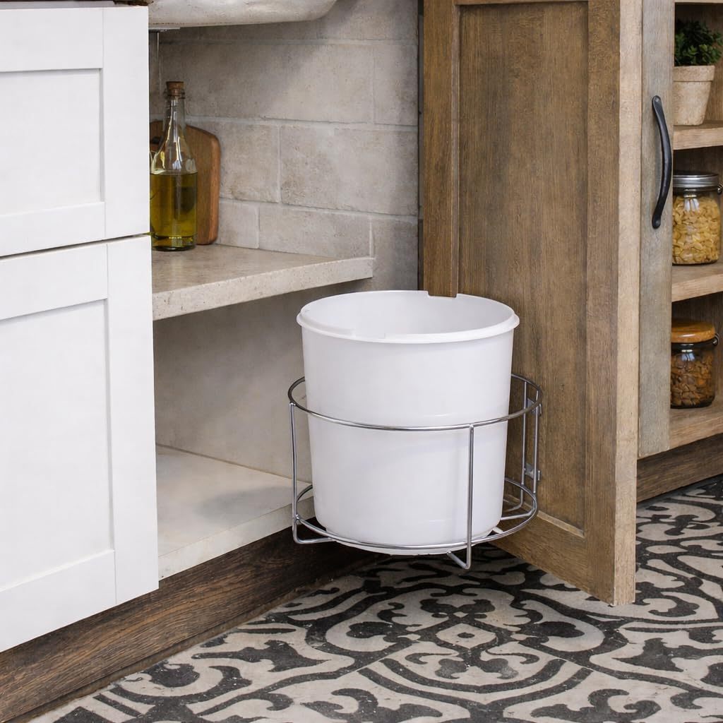 Steel wall mount dustbin holder by Blush Molly, 10 inch, sturdy metal design for home and garden organization.