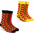 Unisex crew socks with red and yellow geometric pattern by Erin Metis, suitable for women&