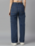 Women’s blue high-rise denim jeans by Ochre Ourea, size 32, displayed on a hanger.