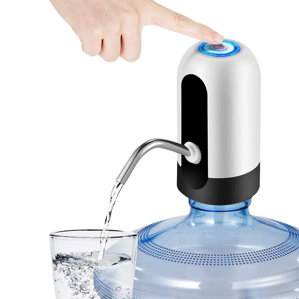 USB rechargeable water dispenser pump by Champagne Jason, compact device for easy water dispensing from bottles.
