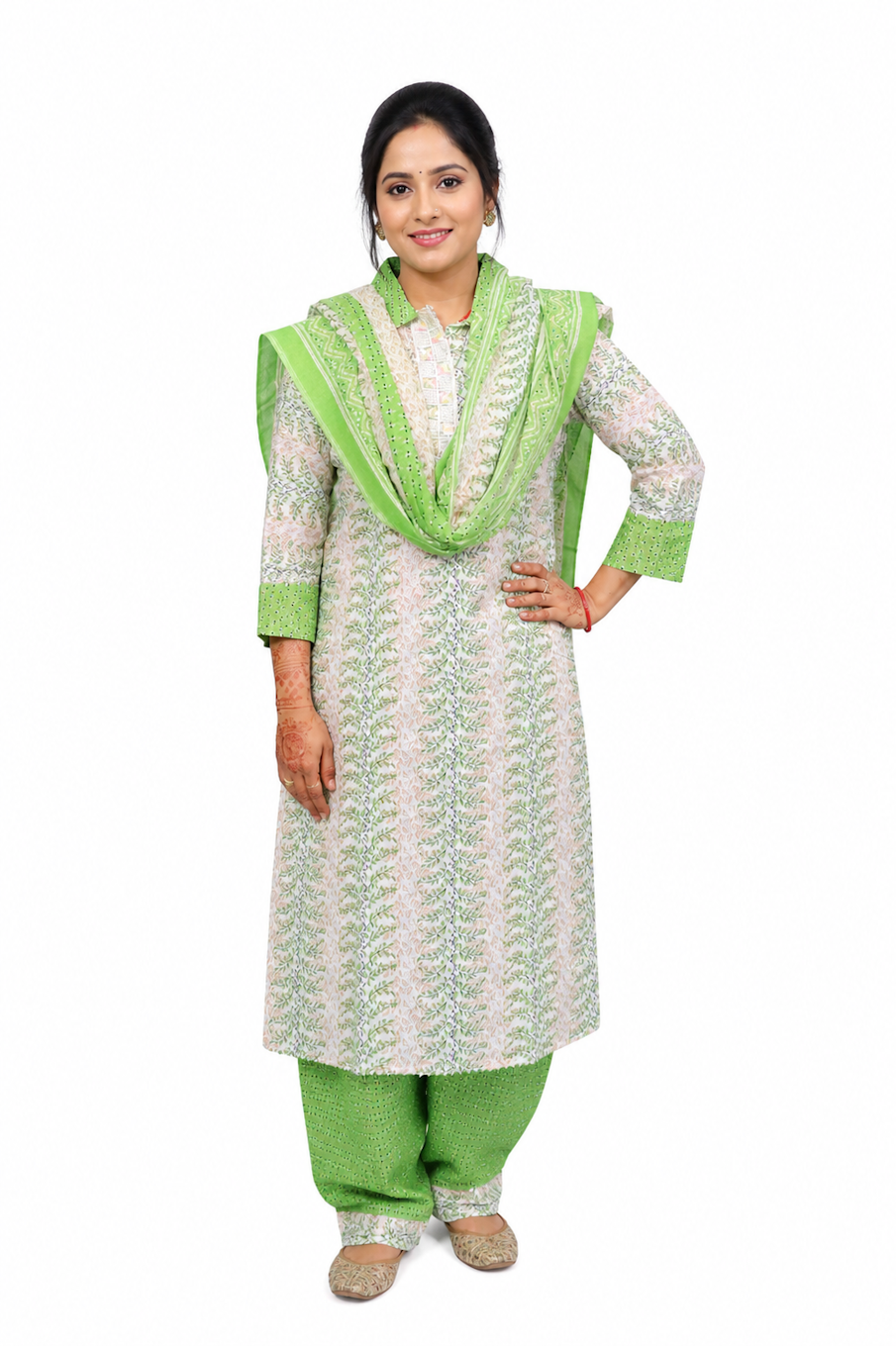 Light green printed women&