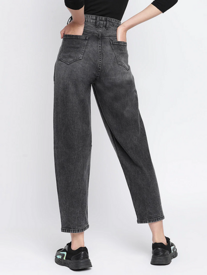 Women’s high rise denim jeans in grey by Ochre Ourea, size 32, featuring a classic fit and stylish waistband.