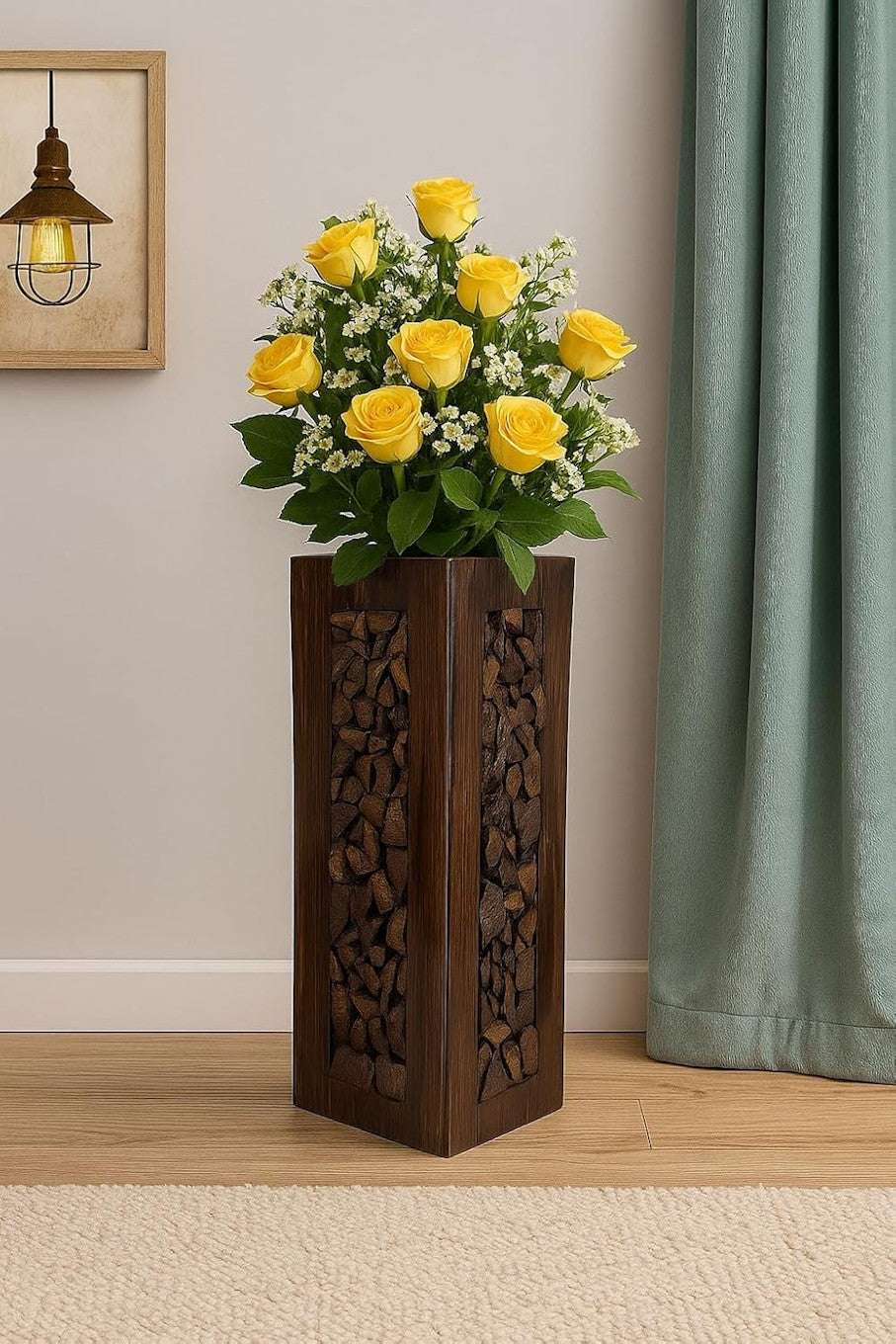 Periwinkle Azolla luxury vase for table centerpiece, elegant glass decor with floral arrangements in a home and garden setting