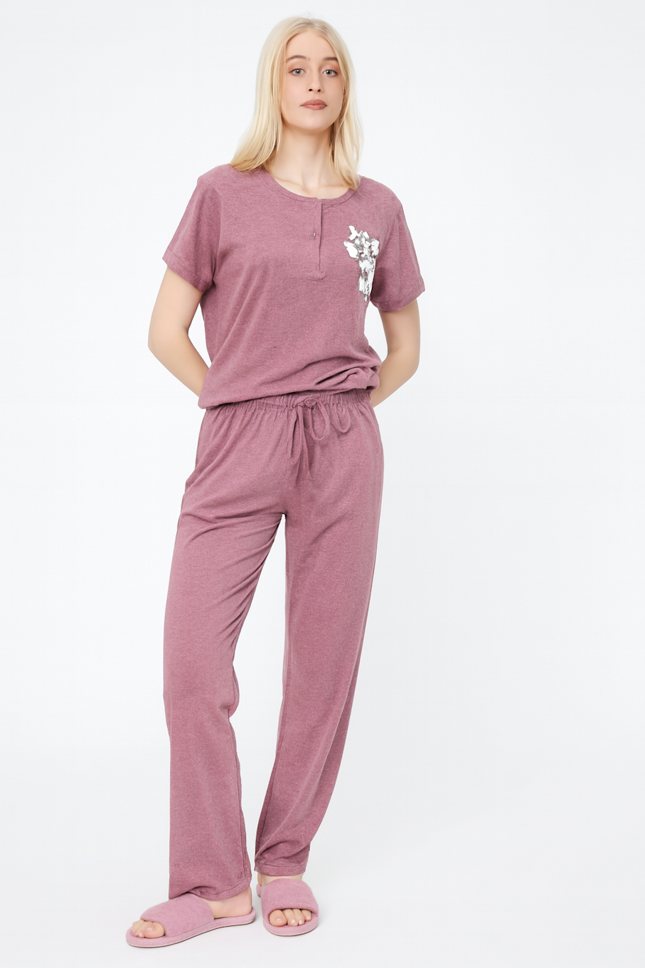 Women’s Cerise Uranus night suit for comfortable sleep, featuring soft fabric and relaxed fit, ideal for restful nights.