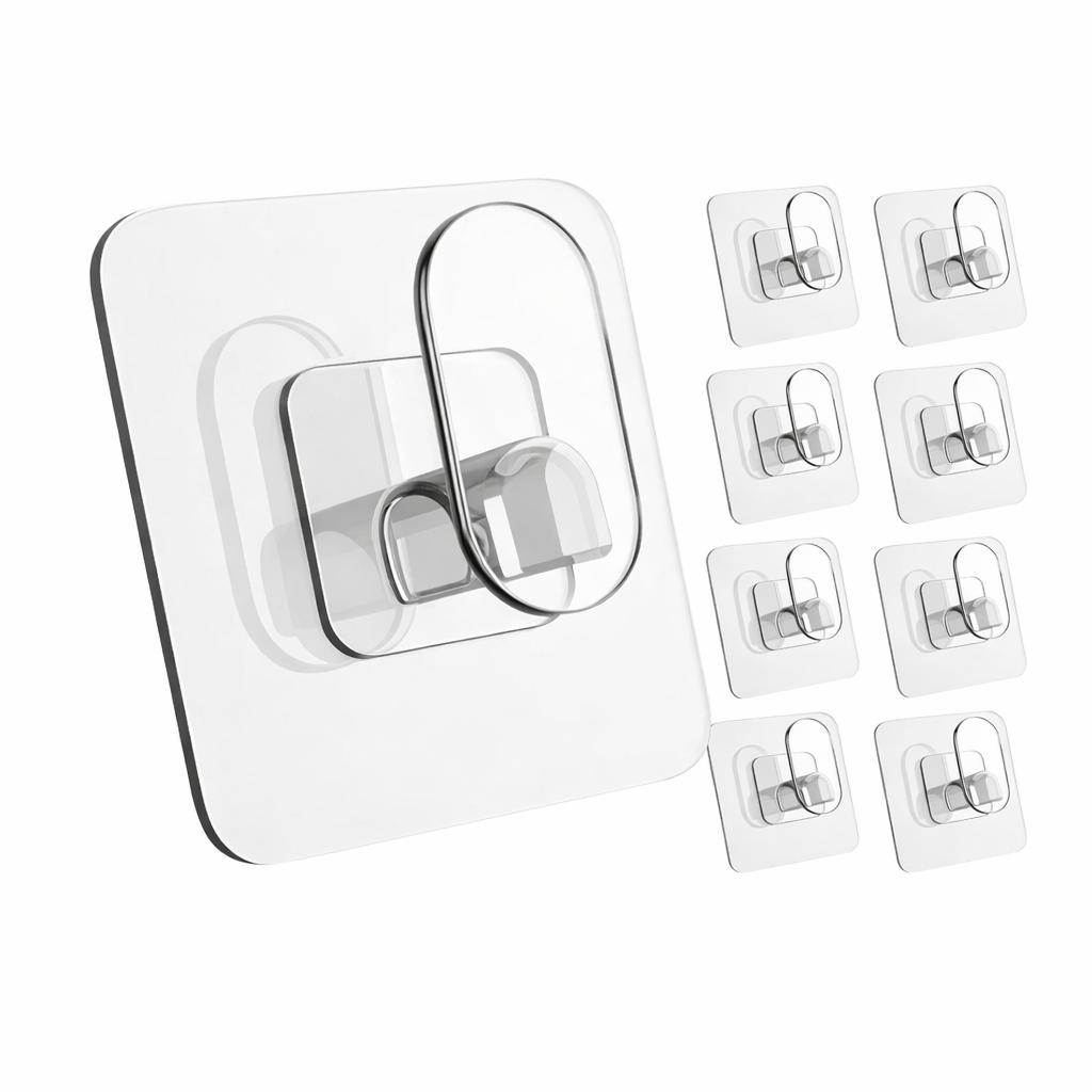 Ultramarine Nyx stainless steel wall hook for bathroom and kitchen, mounted on a wall, ideal for hanging towels and utensils.