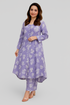 Purple floral printed kurta set for women by Magenta Icarus, featuring elegant design and traditional style.