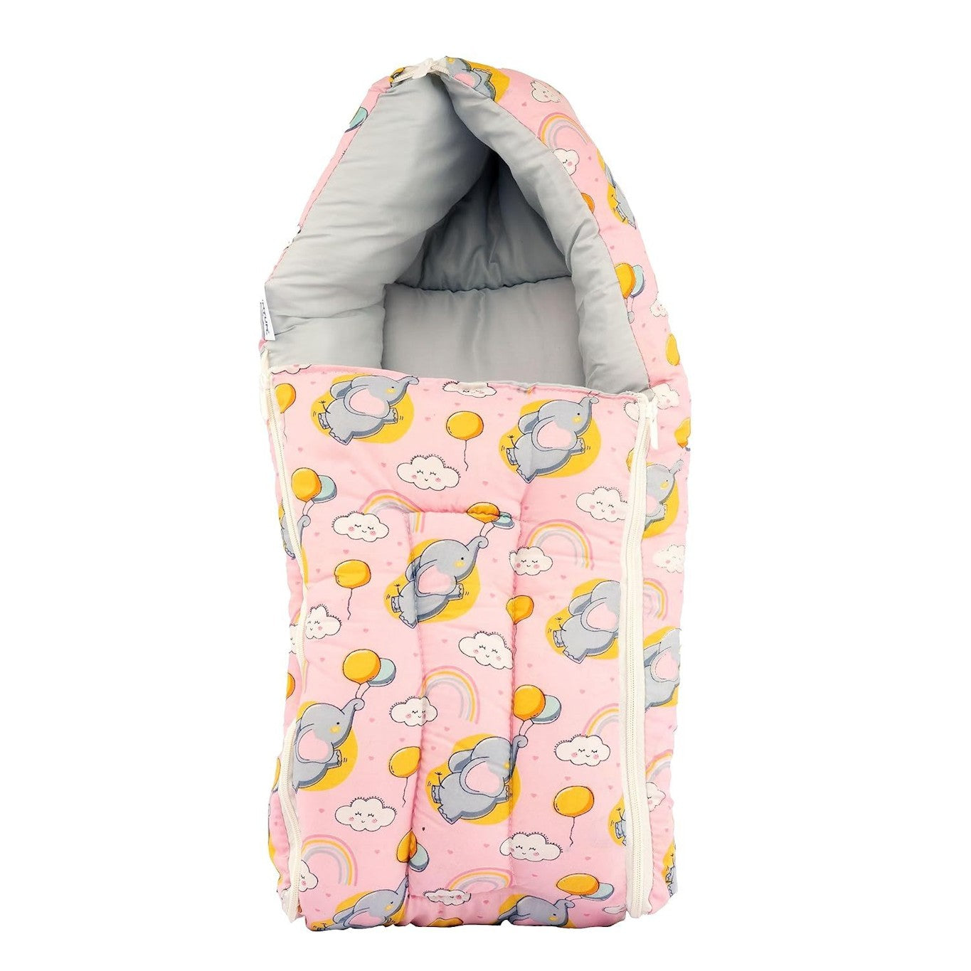 Amaranth Smokey unisex baby sleeping bag and carry bag for 0-6 months, made of soft cotton, 3-in-1 design for newborns.
