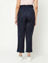 Women’s high rise navy blue denim jeans by Ochre Ourea, size 28, showing fit and classic five-pocket style.