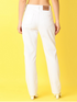 Women’s high rise white denim jeans by Ochre Ourea, size 28, shown flat with front and back views.
