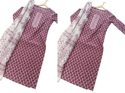 Women’s multicolor printed kurta pant and dupatta set by Peach Danae, featuring vibrant patterns and traditional styling.