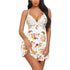 White floral lace halter babydoll lingerie for women, size M, featuring delicate lace details and a flattering fit.