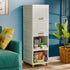 White plastic wardrobe organizer cupboard for clothes by Champagne Jocasta, featuring multiple compartments for storage.