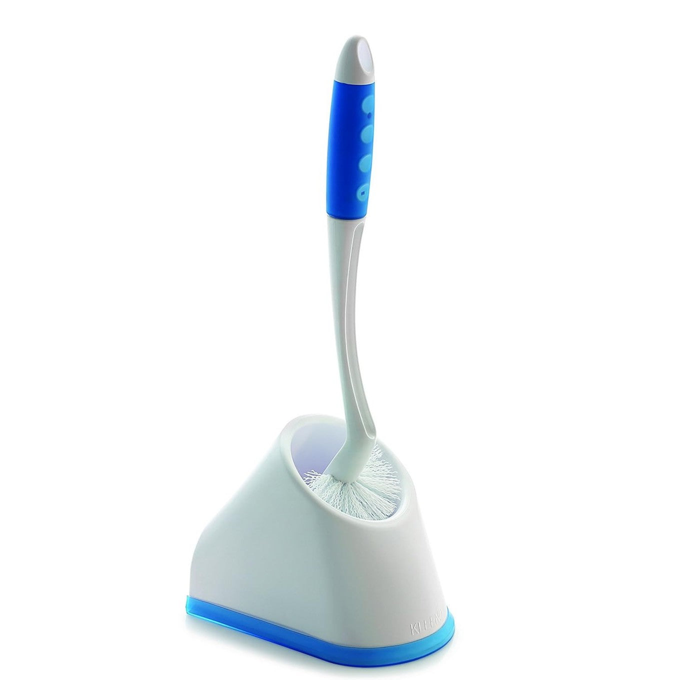 Pear Eucalyptus toilet cleaning brush with holder set, durable plastic brush and modern holder for bathroom cleaning.