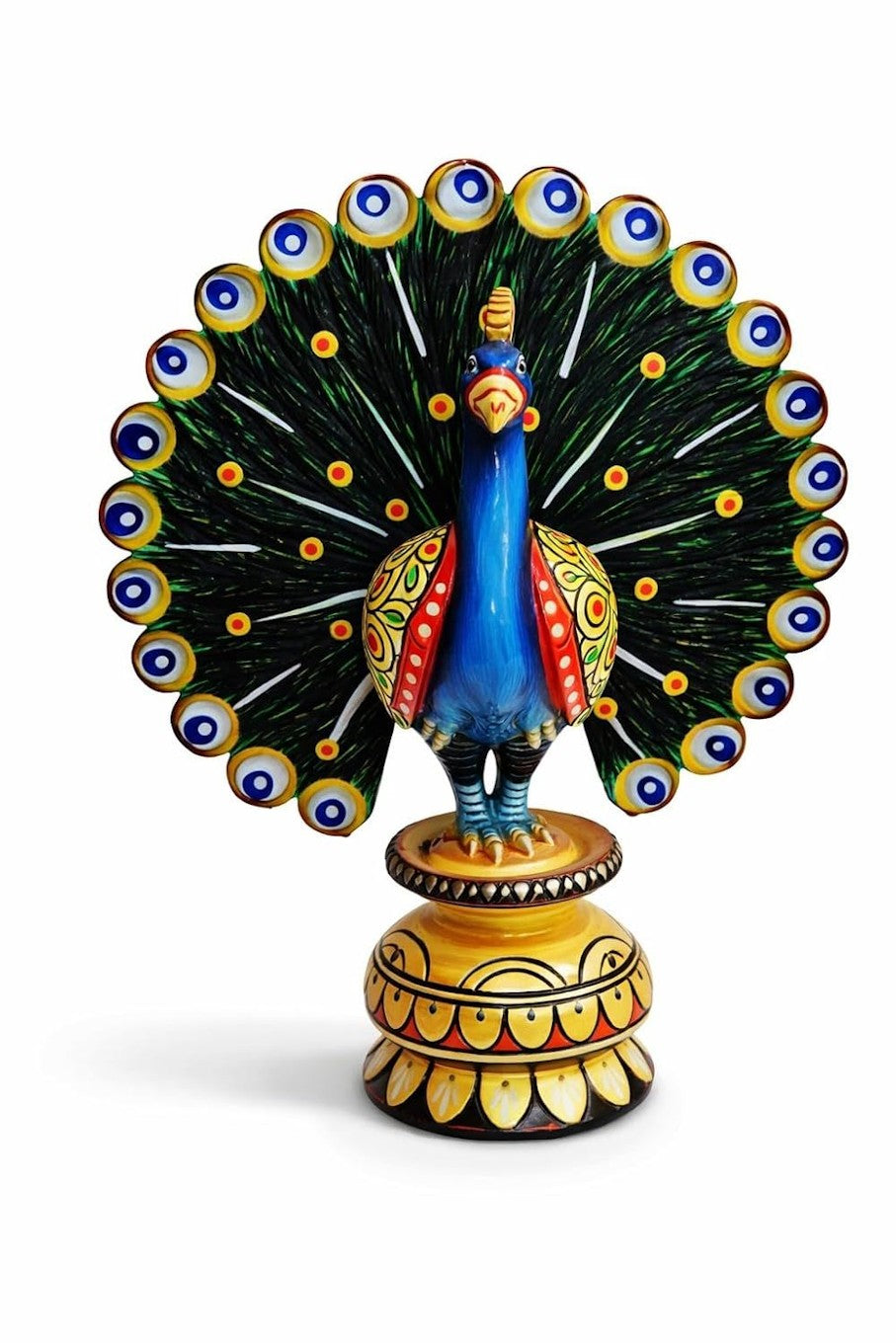 Decorative peacock showpiece accessory by Erin Hera, featuring intricate details and vibrant colors, perfect for home decor.