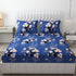 Denim blue Rotary Print King Bedsheet by Lilac Hercules with a rotary pattern, made for home and garden bedroom decor.