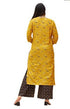 Yellow rayon printed kurta for women by Olive Huckleberry, size S, featuring floral patterns and comfortable fit.