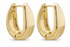 Gold hoop earrings for women by Erin Metis, showing close-up of shiny, circular earrings on model&