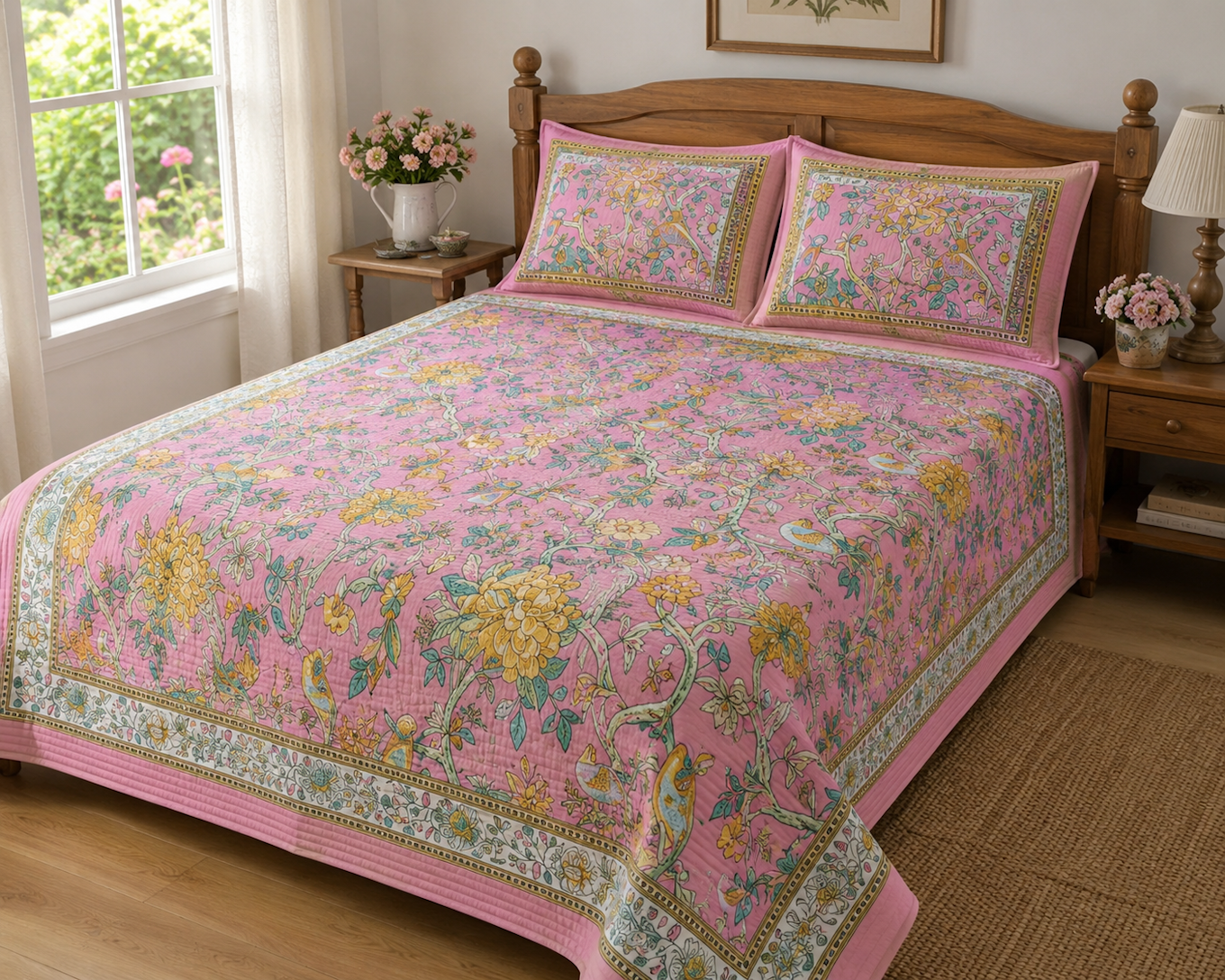 Amber Cronus designer double bedsheet with stylish pattern, perfect for modern bedrooms, showcasing vibrant colors and intricate design.
