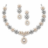 Elegant bridal jewelry set by Bronze Perseus featuring a necklace, earrings, and matching accessories for wedding attire.