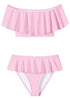Pink draped bikini for girls by Ivory Trillium, featuring a soft, stylish design perfect for kids&
