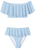Girls’ blue draped bikini from Ivory Trillium, featuring a stylish, comfortable design for kids&