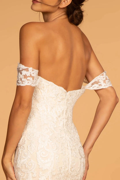 GL2591 Ivory Champagne Embroidered Mermaid Wedding Gown