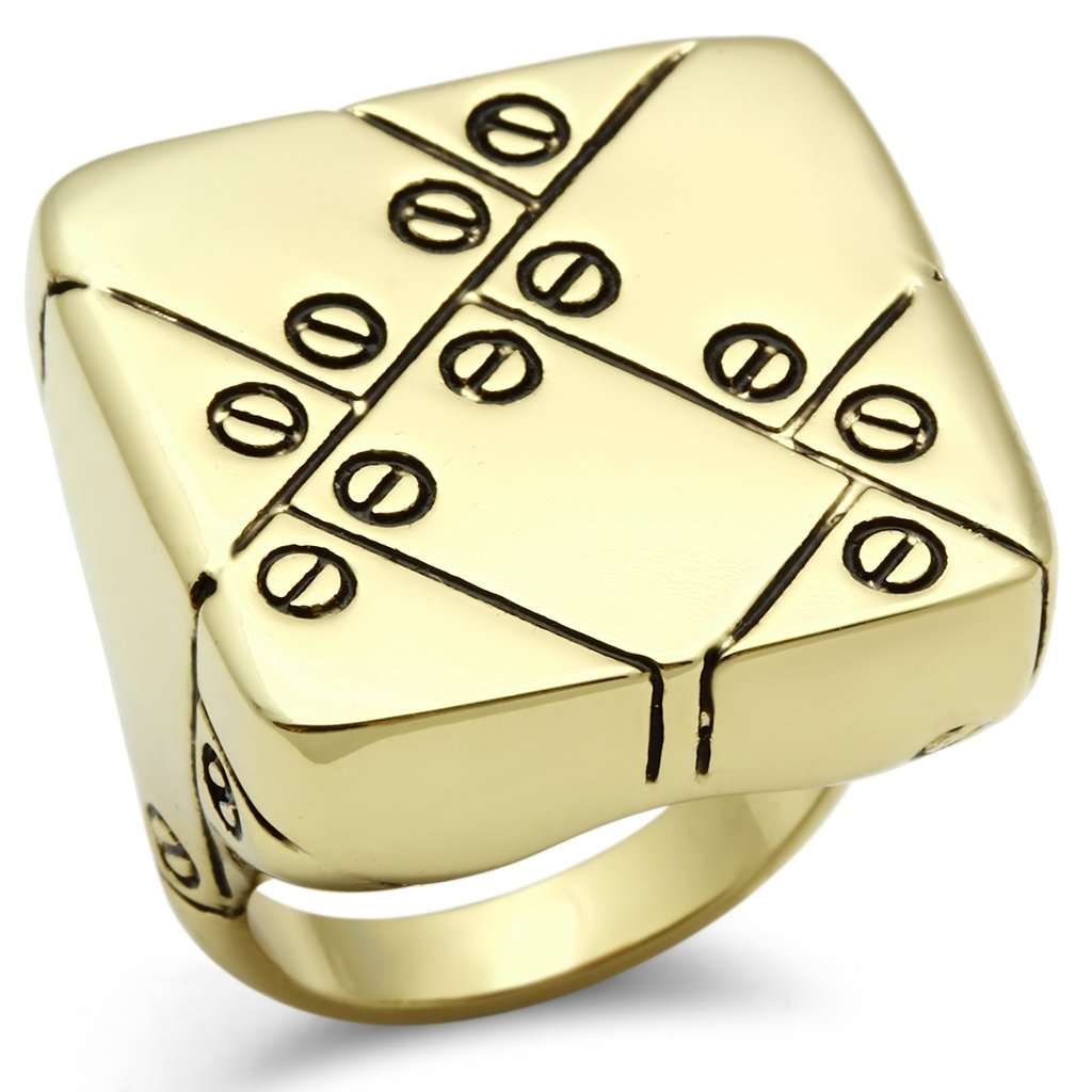 Turquoise Tiger GL287 gold-ion plated brass ring with epoxy, featuring a smooth band and decorative epoxy design.