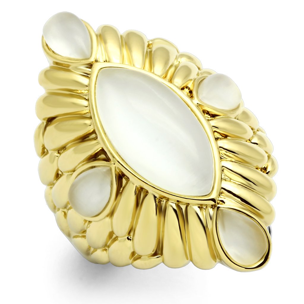 Gold-ion plated brass ring with intricate design, crafted by Turquoise Tiger, showcasing a stylish and elegant jewelry piece.