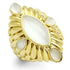 Gold-ion plated brass ring with intricate design, crafted by Turquoise Tiger, showcasing a stylish and elegant jewelry piece.
