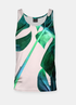 Green Leafs sublimation adult tank top by Sky Felix, featuring vibrant leaf print on lightweight t-shirt fabric.
