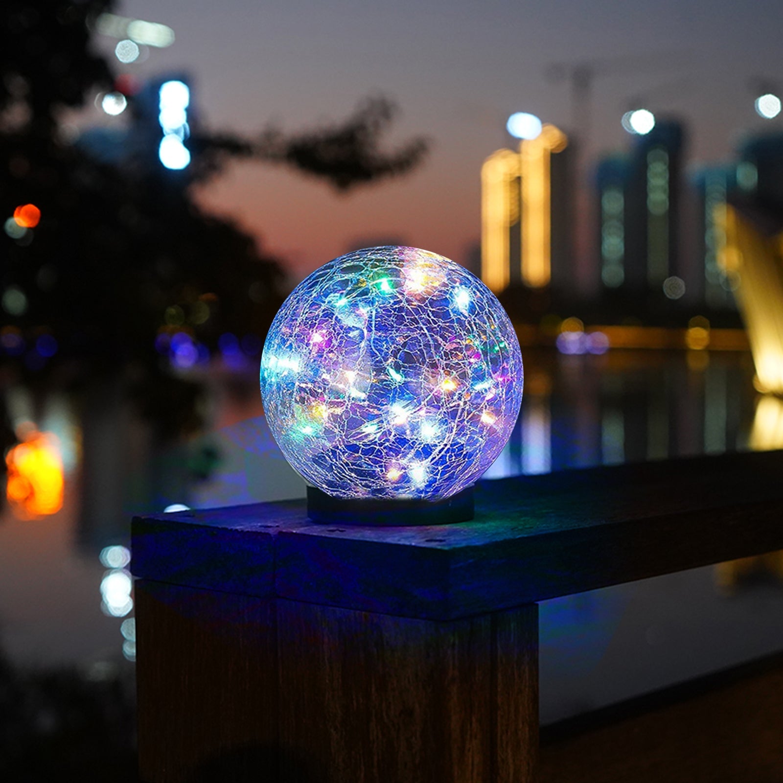 Pink Iolaus outdoor solar crack bottle 20-light waterproof decorative lighting for garden or patio ambiance.