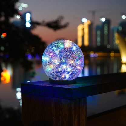 Pink Iolaus outdoor solar crack bottle 20-light waterproof decorative lighting for garden or patio ambiance.