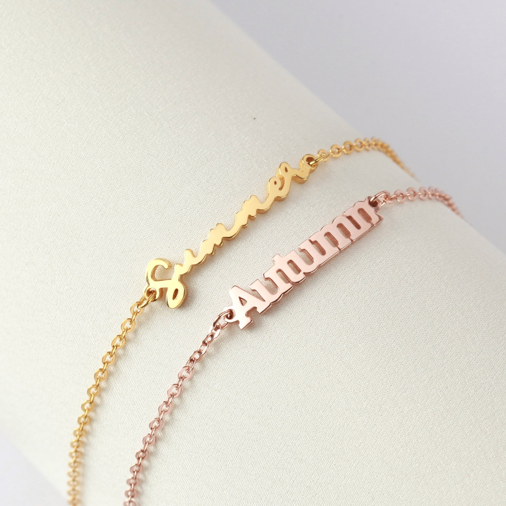 Green Millie cursive name bracelet, personalized jewelry for her, stylish birthday gift featuring elegant name design.