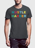 Scorpius Hustle Harder T-shirt featuring bold text design on a casual black T-shirt.