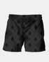 Midnight black Harlequins swim shorts from Sky Felix, featuring a comfortable fit and stylish design, shown in the product image.